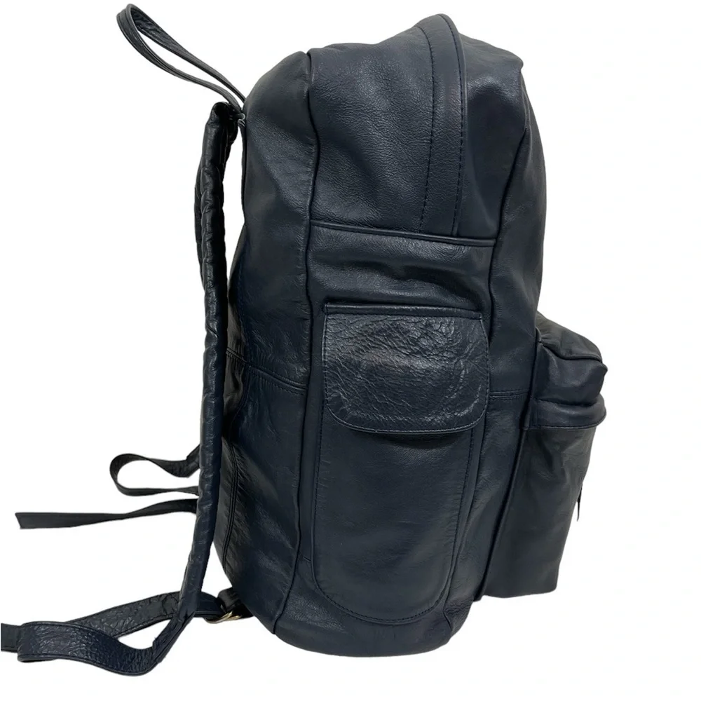 Vtg Leather Backpack, Navy Blue, by Shedhorn Creek Leather Products 1990s